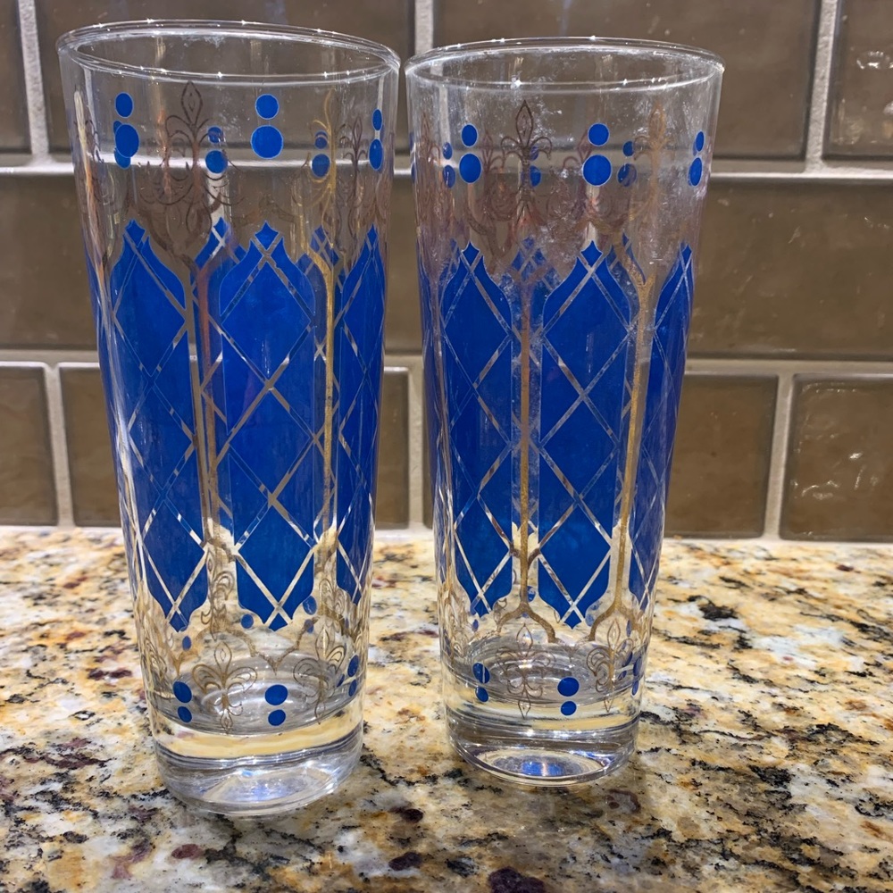 Vintage pair of MCM glasses Royal Blue and Gold fleur de lis design